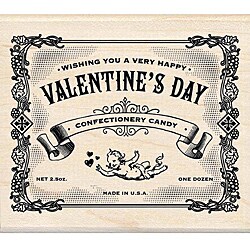 Inkadinkado Wood Mounted Rubber Stamp - Valentines Day Label