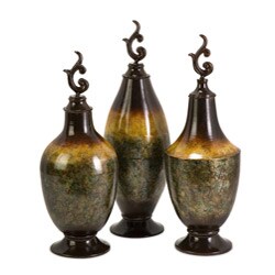 Portofino 3-piece Lidded Peacock Bottles