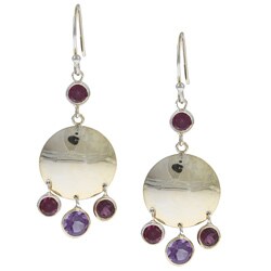 Zoe B 14k Gold over Sterling Silver Rhodolite Garnet Disc Earrings