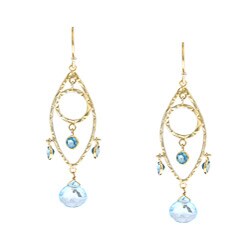 Zoe B 14k Gold over Sterling Silver Blue Topaz Chandelier Earrings