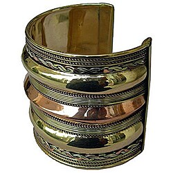 Brass and Copper Three-tier Cuff Bracelet (India)