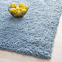 Hand-woven Bliss Light Blue Shag Rug (8'6 x 11'6)