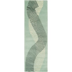 Hand-tufted Contemporary Grey Striped Painterly New Zealand Wool Abstract Rug (2'6 x 8')