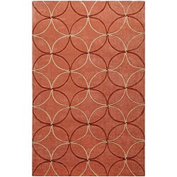 Hand-tufted Retro Chic Orange Poly-acrylic Rug (3'6 x 5'6)
