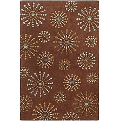 Hand-tufted Contemporary Retro Chic Green Brown Geometric Abstract Rug (3'6 x 5'6)