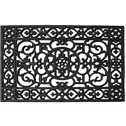 Renaissance Rectangle Square Grid Rubber Door Mat (22x34)