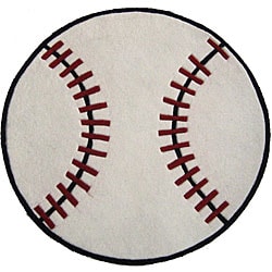 Hand-tufted Baseball-shaped Rug (3' Round)
