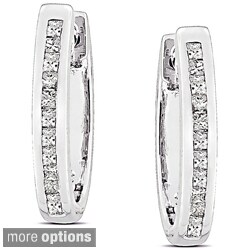 Miadora Silver 1/4ct TDW Diamond Hoop Earrings (G-H, I2-I3)