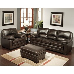 Abbyson Living Charleston Premium Top-grain Leather Sofa, Armchair and Ottoman Set