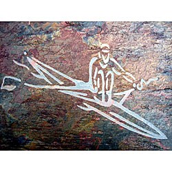 Hand-carved Stone Tile 'The Rower' Art for the Athlete Abstract Wallhanging