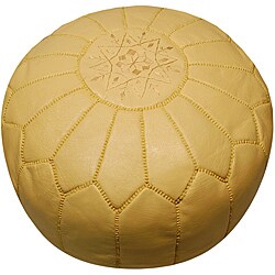 Leather Beige Pouf Ottoman (Morocco)