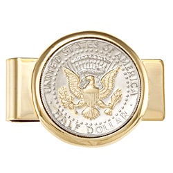 Selectively Gold-layered Presidential Seal JFK Half Dollar Goldtone Money Clip