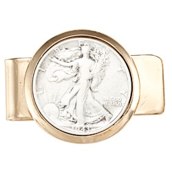 Walking Liberty Silver Half Dollar Goldtone Moneyclip