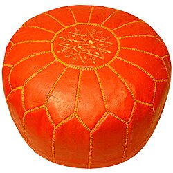 Leather Coral Pouf Ottoman (Morocco)
