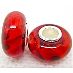 Bleek2Sheek Murano Inspired Glass Red Helix Charm Beads (Set of 2)
