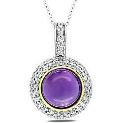 New York Gems Sterling Silver Amethyst and Cubic Zirconia Necklace