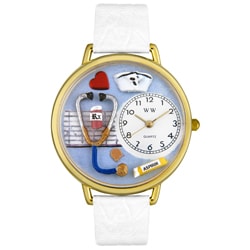 Whimsical Women's Nurse Theme White Leather Watch
