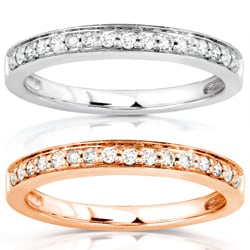 14k White or Rose Gold 1/6ct TDW Diamond Wedding Band