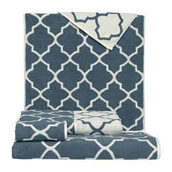 Blue Moroccan Tile Cotton 3-piece Towel Set