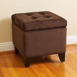 Tufted Chocolate Brown Microfiber Storage Ottoman 