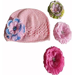 Bow Clippeez 2 Envy Crocheted Hat with Boutique Flower Clip