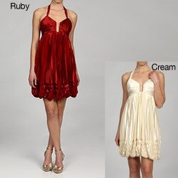 Issue New York Women's Halter V-neck Bubble Hem Cocktail Dress