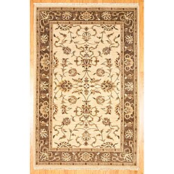 Afghan Hand-knotted Beige/ Brown Oushak Wool Rug (5'9 x 8'9)