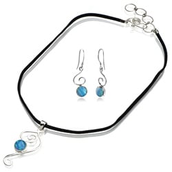 Sterling Silver 'Bella' Blue Created Opal Jewelry Set (USA)