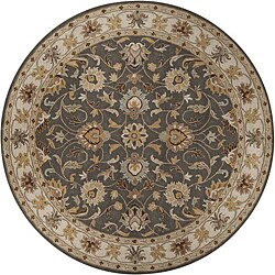 Hand-tufted Coliseum Gray Traditional Border Wool Rug (9'9 Round)