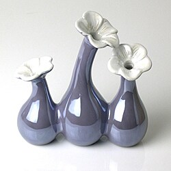 Porcelain Pearl Periwinkle Flower Vase