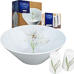 Corelle White Flower Serving Bowl and Salt/ Pepper Set