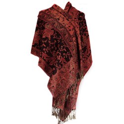 Elegant Black and Red Reversible Paisley Shawl Wrap
