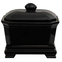 Porcelain 8-inch Black Landscape Covered Jar (China)