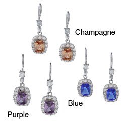 Silvertone Colored Cubic Zirconia Drop Earrings