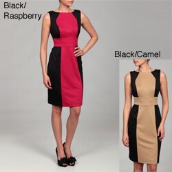 London Times Women's Black/ Raspberry Sleeveless Dress