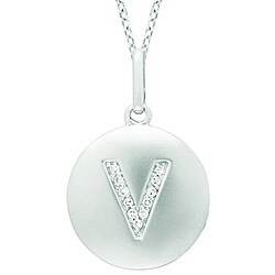 Sterling Silver Diamond Accent Initial 'V' Necklace