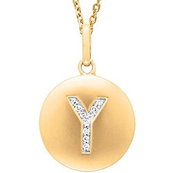 14k Yellow Gold Overlay Diamond Accent Initial 'Y' Necklace