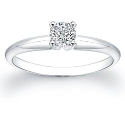 14k White Gold 1/3ct TDW Certified Diamond Solitaire Engagement Ring (H-I, SI1-SI2)