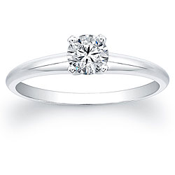 14k White Gold 3/8ct TDW Certified Diamond Solitaire Engagement Ring (H-I, I1-I2)