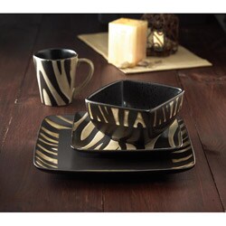 American Atelier Safari White Zebra 16-piece Dinnerware Set