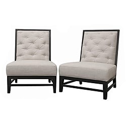Bristol Tufted Grey Linen Modern Lounge Chairs (Set of 2)