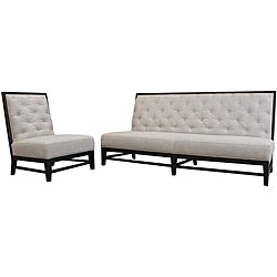 Bristol Tufted Grey Linen Modern Sofa Set