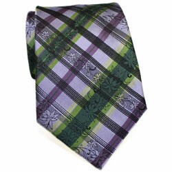 H. Luzzario & Co Men's Silk Lavender Plaid Tie
