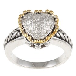 14k Gold and Sterling Silver 1/8ct TDW Diamond Heart Ring (H-I, I1-I2)  (Size 7)