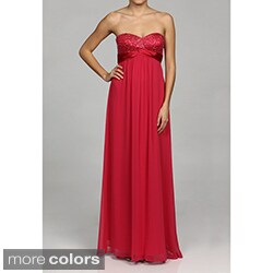 Hailey Women's Strapless Beaded Bust Chiffon Dress