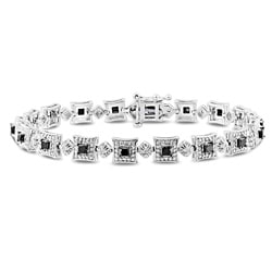 Miadora Sterling Silver 2ct TDW Black and White Diamond Bracelet (H-I, I3)