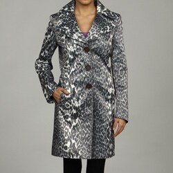 Tahari Women's Petite Leopard Print Spring Coat