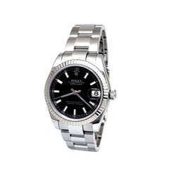 Pre-owned Rolex Women's Datejust Stainless Steel Black Dial Oyster Band Watch