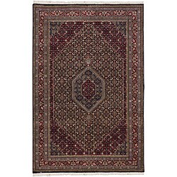 Hand-knotted Mandara Burgundy New Zealand Wool Rug (2' x 3')
