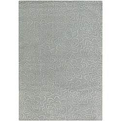 Hand-tufted Mandara Blue Floral New Zealand Wool Rug (9' x 13')